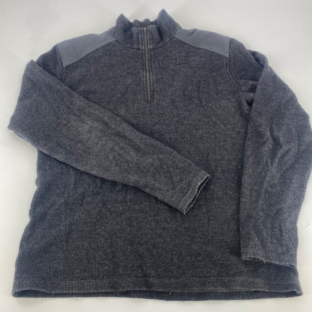 Kuhl Chianti Fleece Mens Large Charcoal Gray Wool Blend 1/4 Zip Pullover Sweater